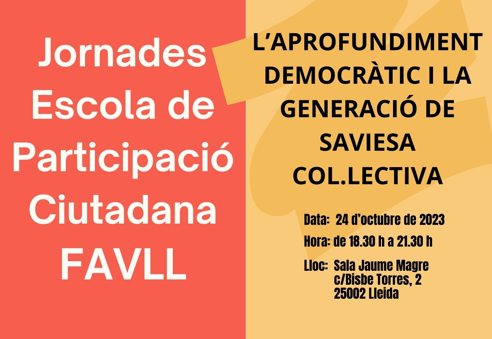 Arriben unes noves jornades de l’Escola de Participació Ciutadana a Lleida