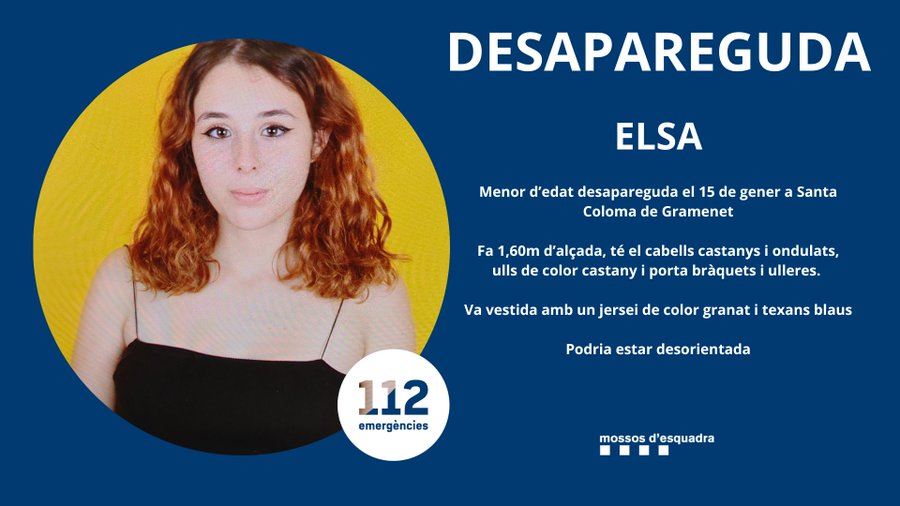 Important: Es demana col·laboració ciutadana per trobar una menor d’edat desapareguda a Catalunya